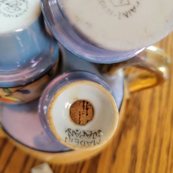 Vintage Lusterware Hand Painted Made in Japan Condiment Tray ~TT 5-piece S&P V&O - Picture 7 of 16